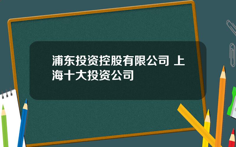 浦东投资控股有限公司 上海十大投资公司